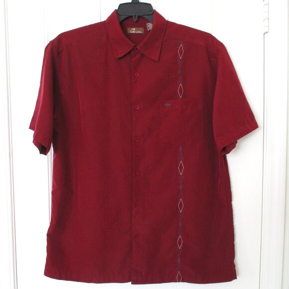 Casa Luna Mens S/S Wine Red Casual Retro Hawaiian Bowling Shirt - Size Large - Picture 1 of 3